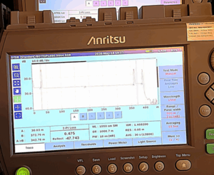 An OTDR - Optical Time Domain Reflectometer used to test fibre links